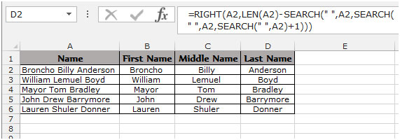 Extract The First Middle And Last Name In Excel 2010 Microsoft Excel 