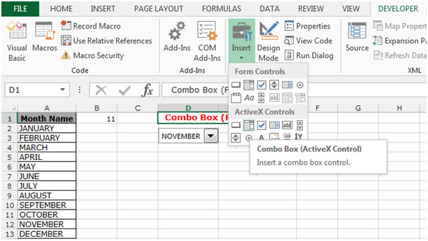 Add Combo Box To A Sheet In Microsoft Excel 2010 Microsoft Excel Tips From Excel Tip 