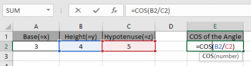 Excel Cos Function