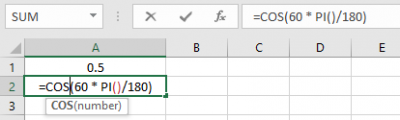 Excel Cos Function