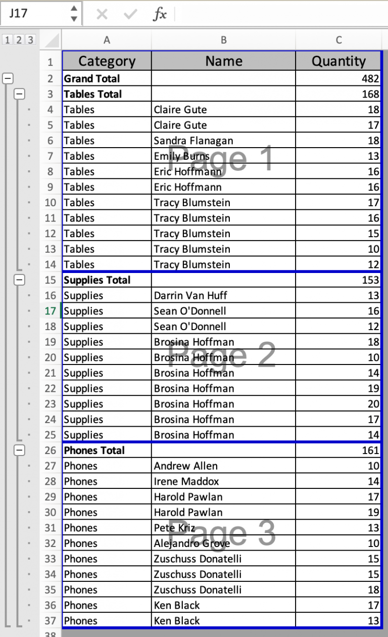 how-to-print-each-subtotal-group-on-separate-page-in-excel