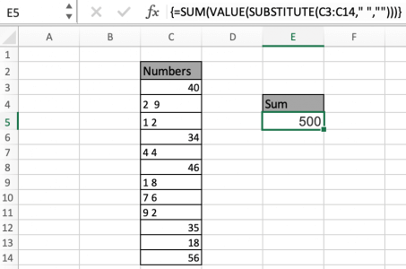 How to Sum Values in a Range Containing Redundant Spaces in Excel