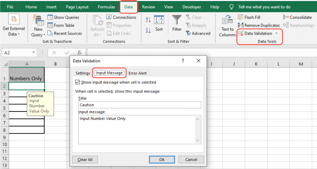 How To Use The Data Validation Input Message As A Cell Comment In Excel