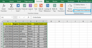 How to create a Table and name the table in Excel