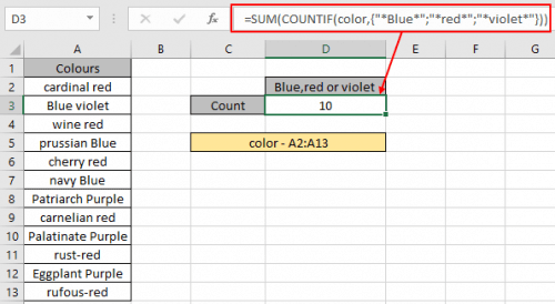 Multiple ways to count texts in Excel