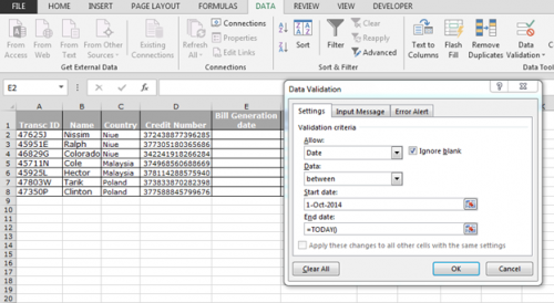 How to validate the entries in Microsoft Excel