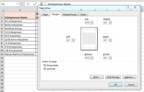 Print in Microsoft Excel