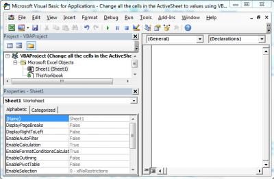 Change all the cells in the ActiveSheet to values using VBA in ...