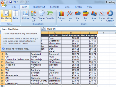 How to Insert chart in Microsoft Excel 2007