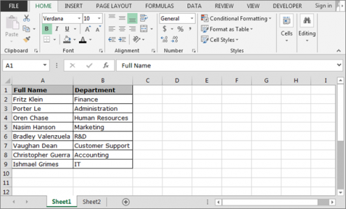 To Fill Values Right or Down in a List in Excel