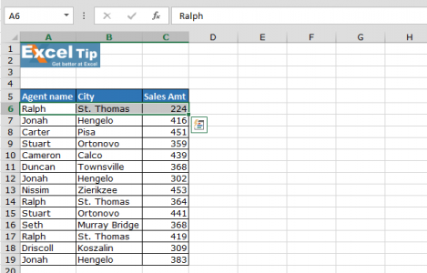 Selecting Cells in Horizontal or Vertical Ranges