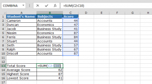 Editing a formula using keyboard