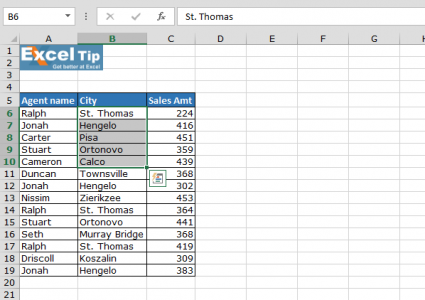 Selecting Cells in Horizontal or Vertical Ranges