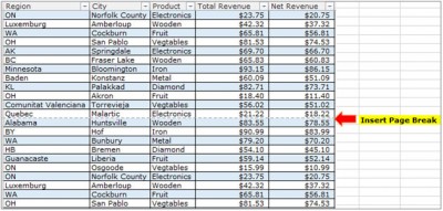 how to insert page breaks excel