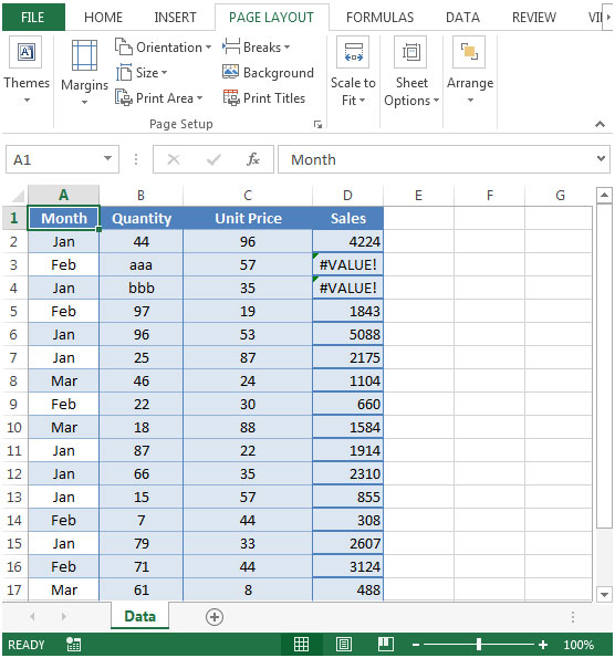 Hiding Errors in Cells before Printing in Excel 2010