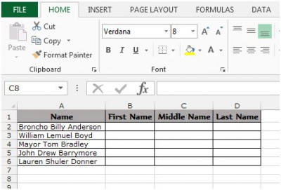 Extract The First, Middle And Last Name In Excel 2010