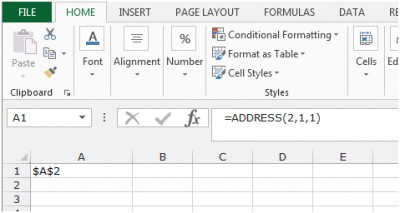 Address Function in Microsoft Excel