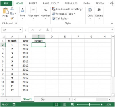 Finding the Number of Days in a Given Month in Microsoft Excel 2010