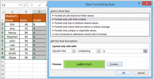 How to apply conditional formatting in row