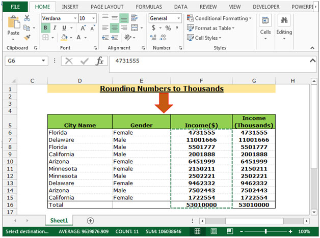 Rounding Numbers To Thousands In Microsoft Excel 2010