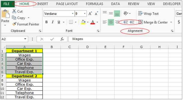 Changing The Indentation In A Cell In Microsoft Excel 2010