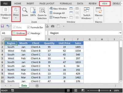 Hiding Gridlines on the Screen while Printing in Excel 2010