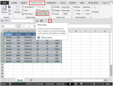 print selected area in excel