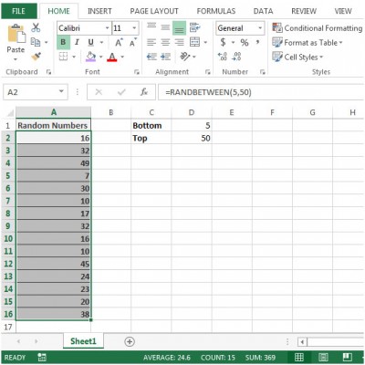 Generate a Random Value between Two Limits in Microsoft Excel