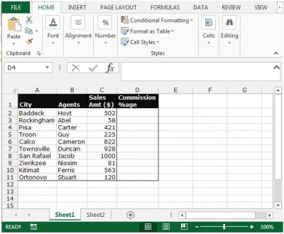 Calculate commission percentage based on a commission schedule in ...