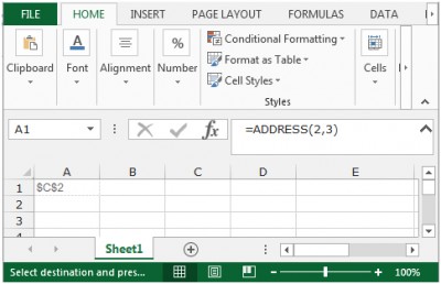 Address Function in Microsoft Excel