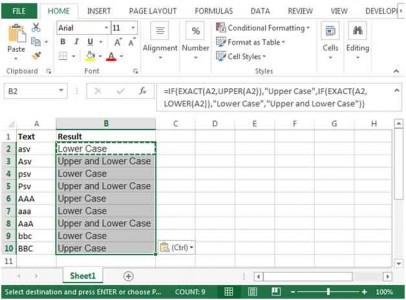 How to Identify Lower Upper Case Letters in Excel 2010