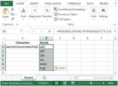 Separating A String Into Excel Substring