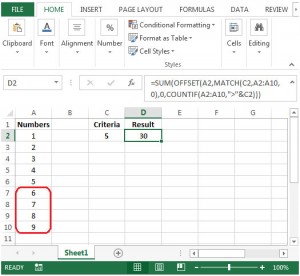 Summing A Dynamic Range of Numbers According To Criteria in Excel 2010