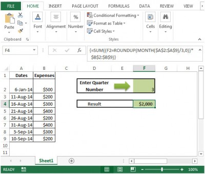 Summing Annual Expenses by Respective Quarters