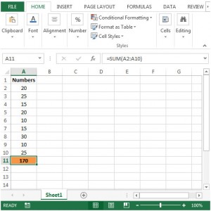 Summing data by selecting cells in Microsoft Excel