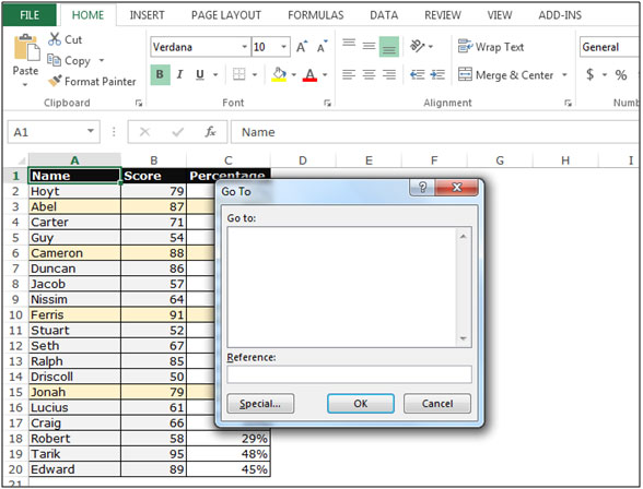 Selecting All Sheet Cells in Microsoft Excel 2010