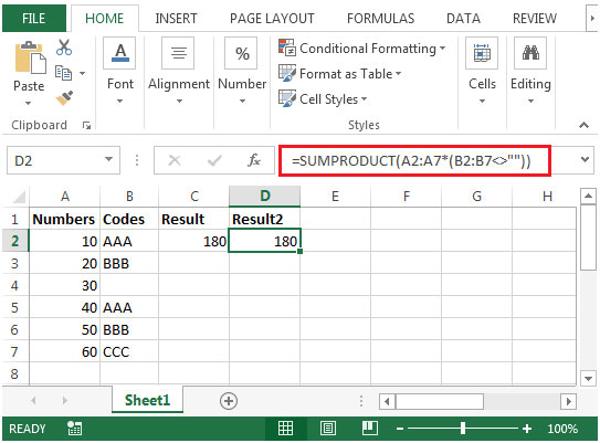 Summing Values Based on the Criteria of a Non-Empty Adjacent Cell