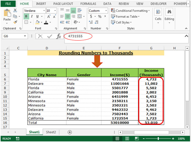 Rounding Numbers To Thousands In Microsoft Excel 2010