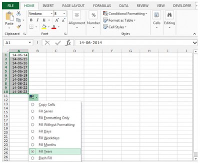 Filling a Range with a Series of Dates in Microsoft Excel 2010