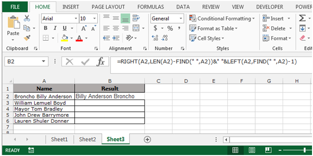 Reversing The Word Order Within A String In Microsoft Excel