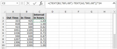 Calculating Military Time Intervals in Microsoft Excel 2010