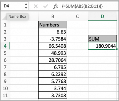 How to Sum the Absolute Values of All Numbers in a Range in Excel