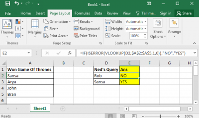 Check If a Value Exists Using VLOOKUP Formula