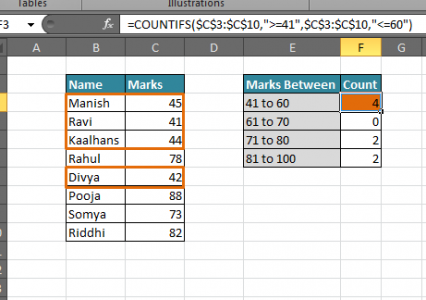 Counting the Number of Values between Two Specified Values in a List in ...