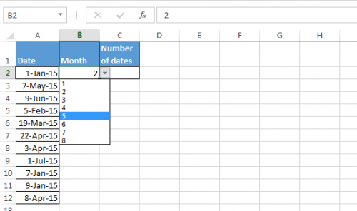 Counting the Number of Dates with Matching Month Criteria