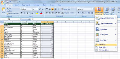 Coloring Numbers Based on Specific Criteria Using Conditional Formatting