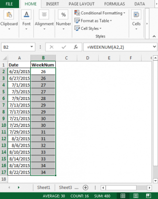 excel current week number