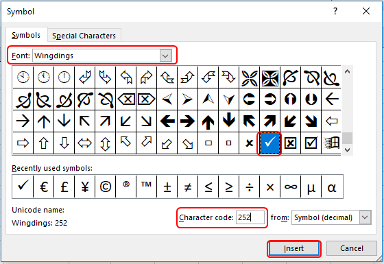 How Do I Insert A Checkmark In Excel 2010 2016