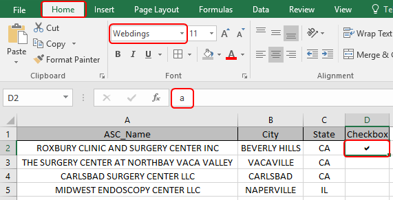 How Do I Insert A Check Mark In Excel 2016