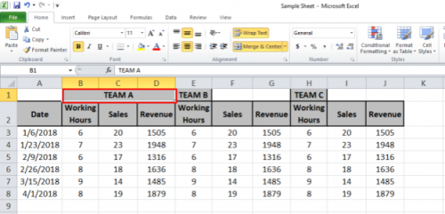 Merge And Center In Microsoft Excel